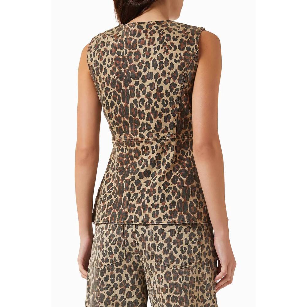 NEW NEVER FULLY DRESSED leopard waistcoat in brown multi - Picture 3 of 5